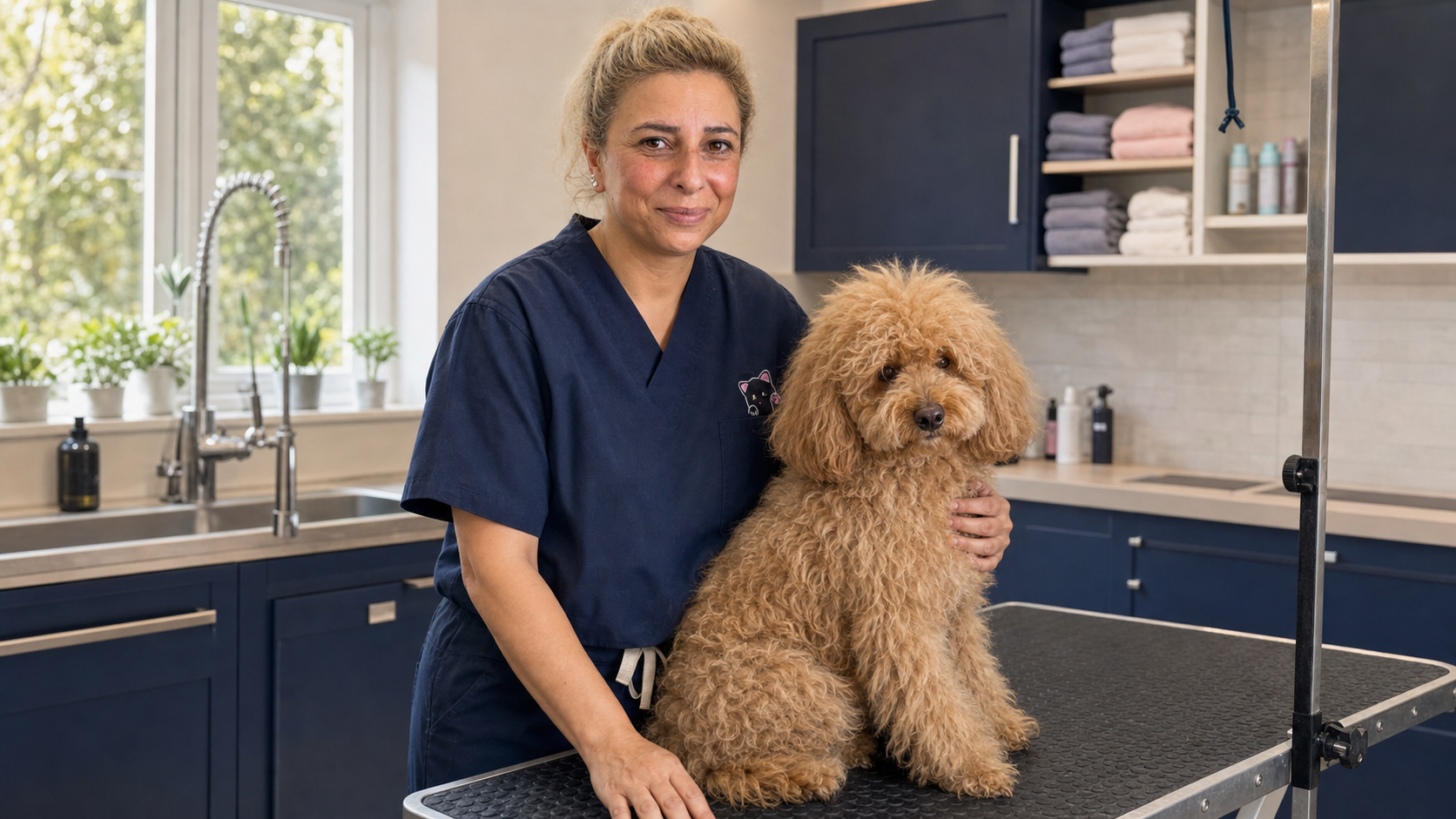 Seda Hanım ve poodle'ın tıraş öncesi uzun tüylü hâli