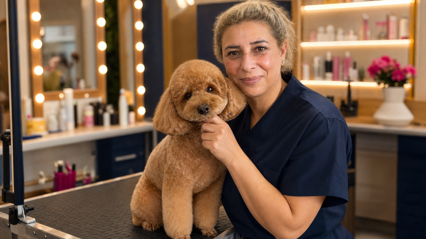 Seda Hanım ve bakımı tamamlanan poodle